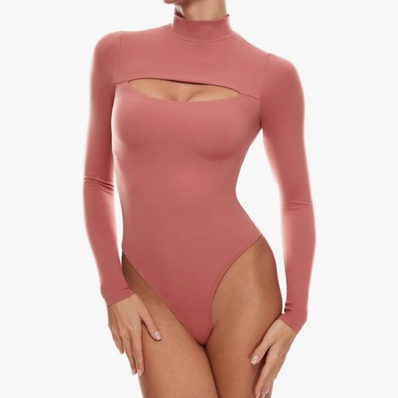 Tight Dusty pink bodysuit, long sleeve size XXL - Picture 1 of 5
